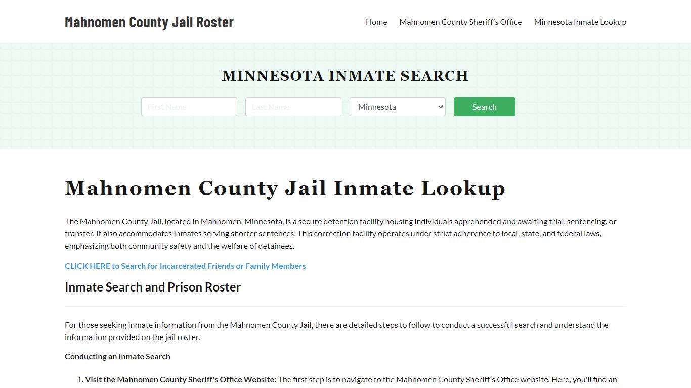 Mahnomen County Jail Roster Lookup, MN, Inmate Search